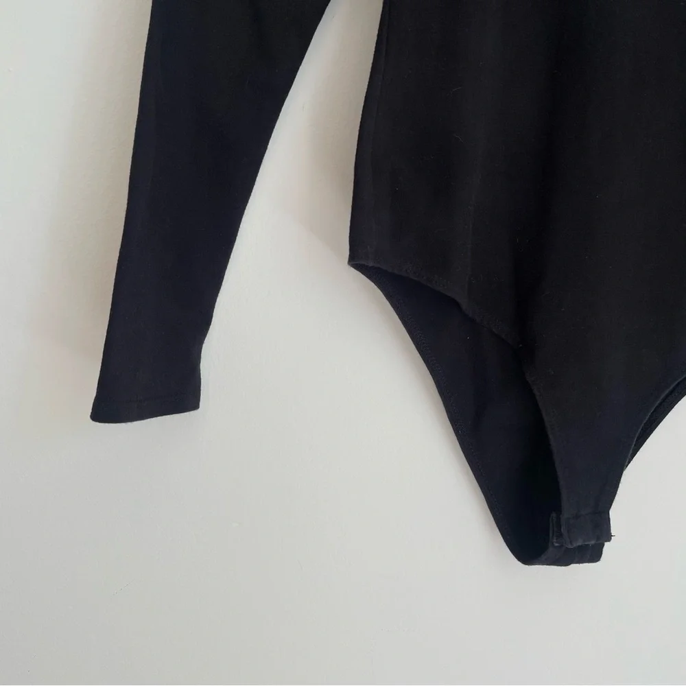Reformation Jeans Bodysuit Navia Black Mock Turtleneck Cotton size S_4